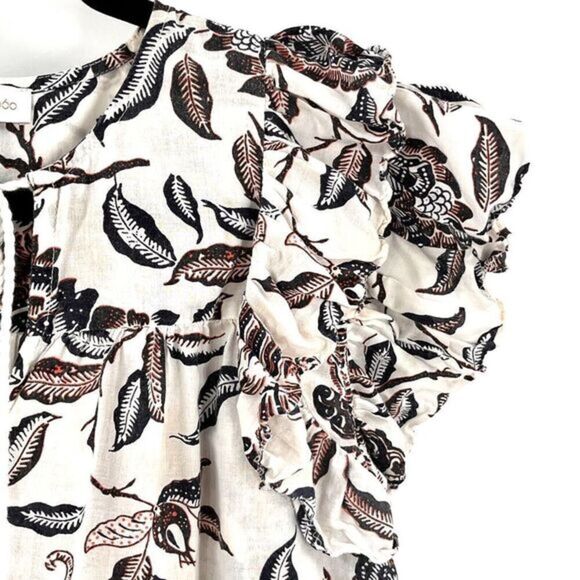 House of Harlow 1960 Peasant Top‎ Womens Size M Flutter Sleeves Floral Blouse - Picture 5 of 12